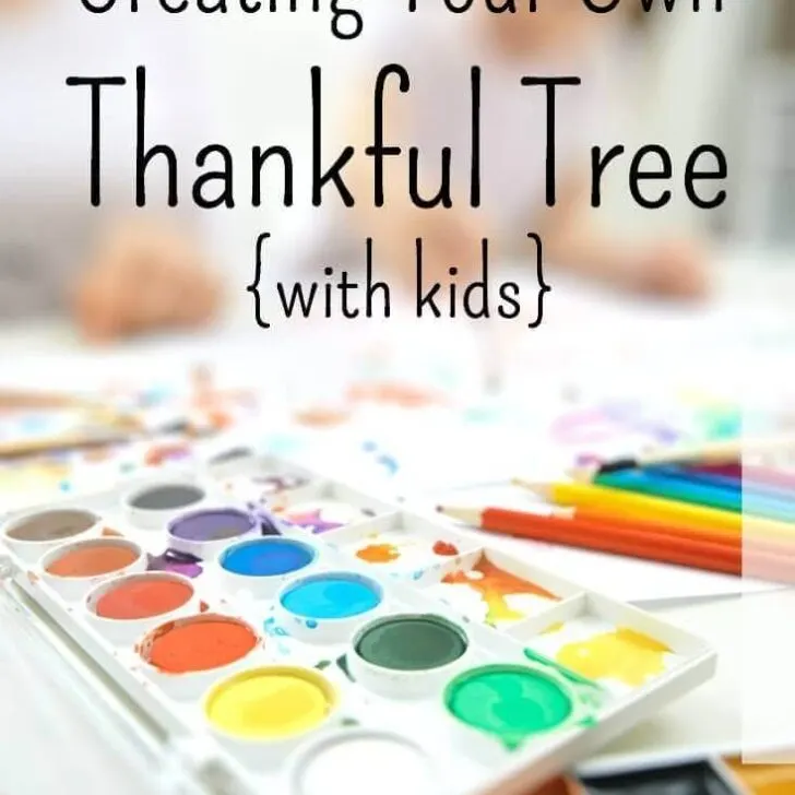 gratitude craft for kids - thankful trees - paint tray