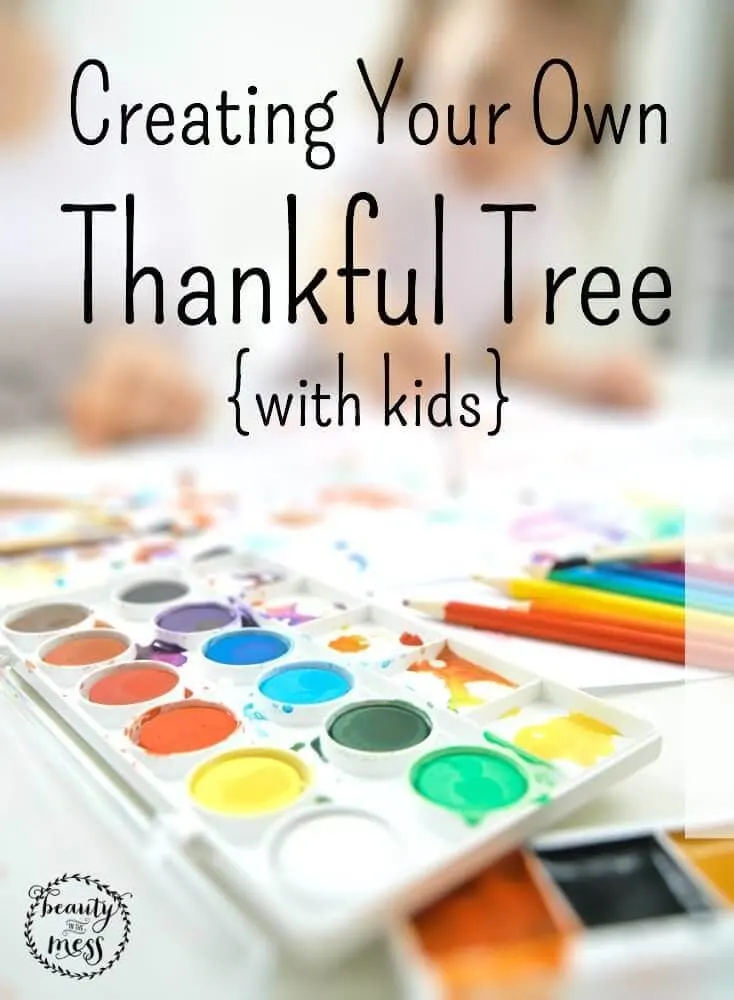 gratitude craft for kids - thankful trees - paint tray