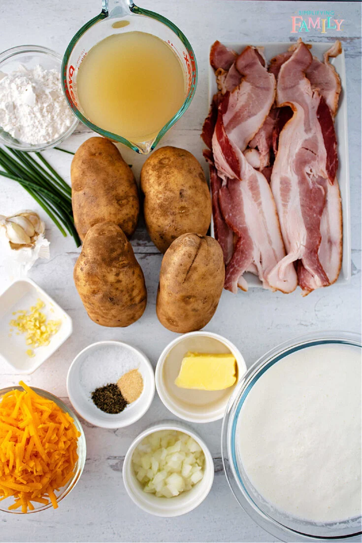 ingredients for how to make potato soup recipe