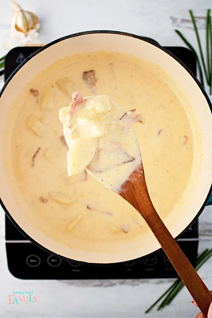 Easy Potato Soup Recipe in stock pot