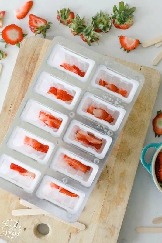 Strawberry red white and blue popsicles