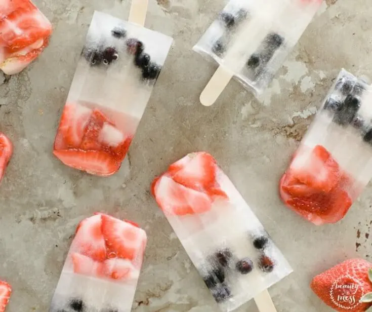strawberry coconut water blueberry popsicles