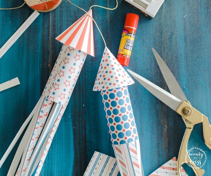 Patriotic Paper Towel Roll Firework Rockets for the 4th of July