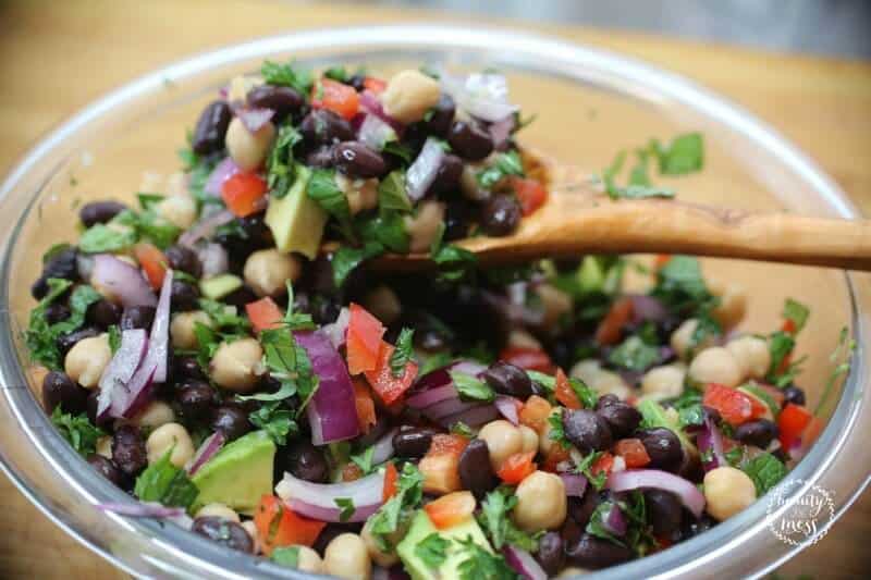 Easy Mediterranean Bean Salad with Black and Garbanzo Beans 4