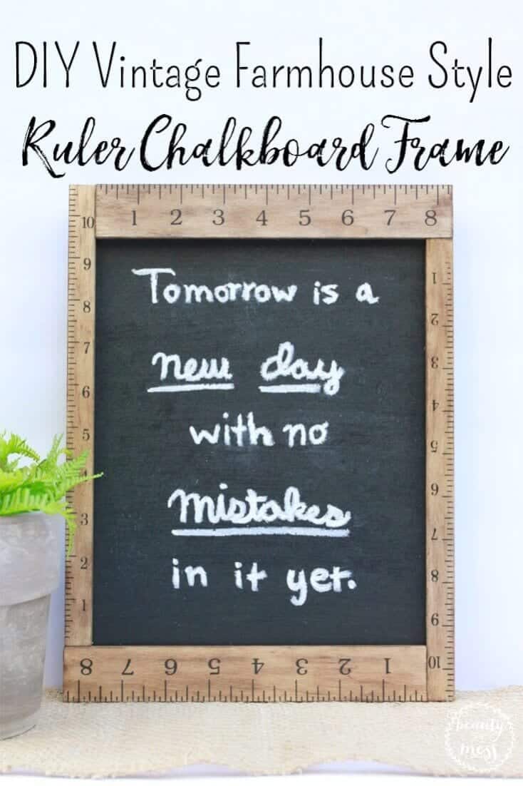 Easy Farmhouse Style Ruler Chalkboard Frame Project You Can Create Yourself 16