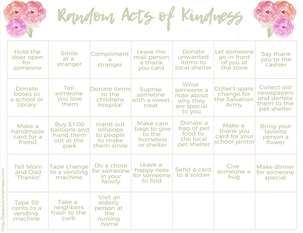 Random Acts of Kindness Calendar BITM