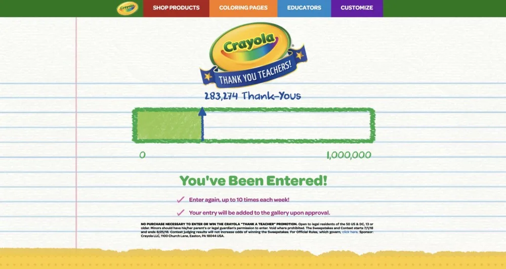 Crayola Thank a Teacher Contest