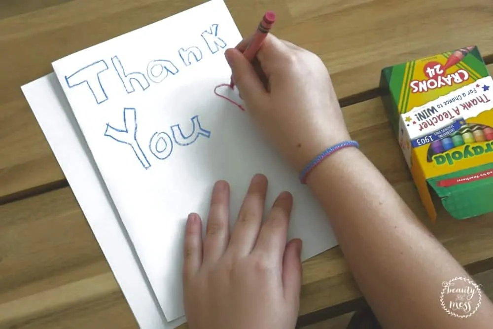 Thank You Note with Heart Crayola