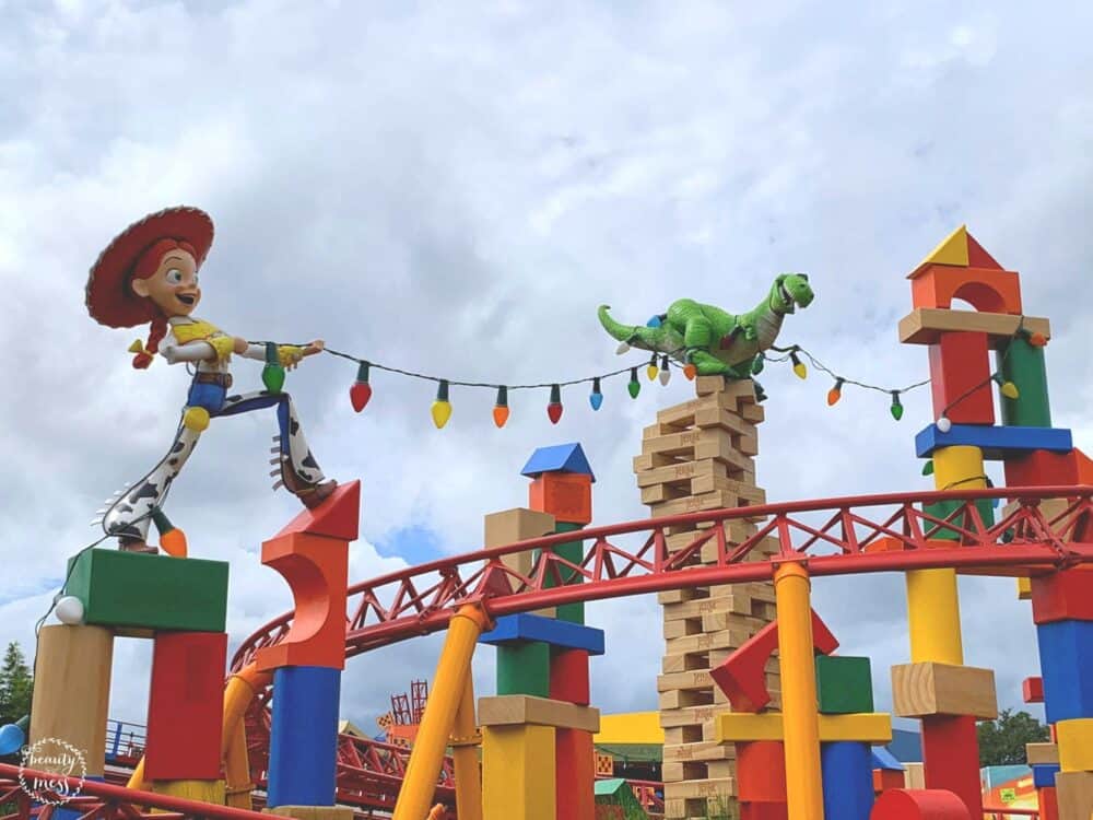 Jesse and Rex at Toy Story Land Slinky Dog Dash