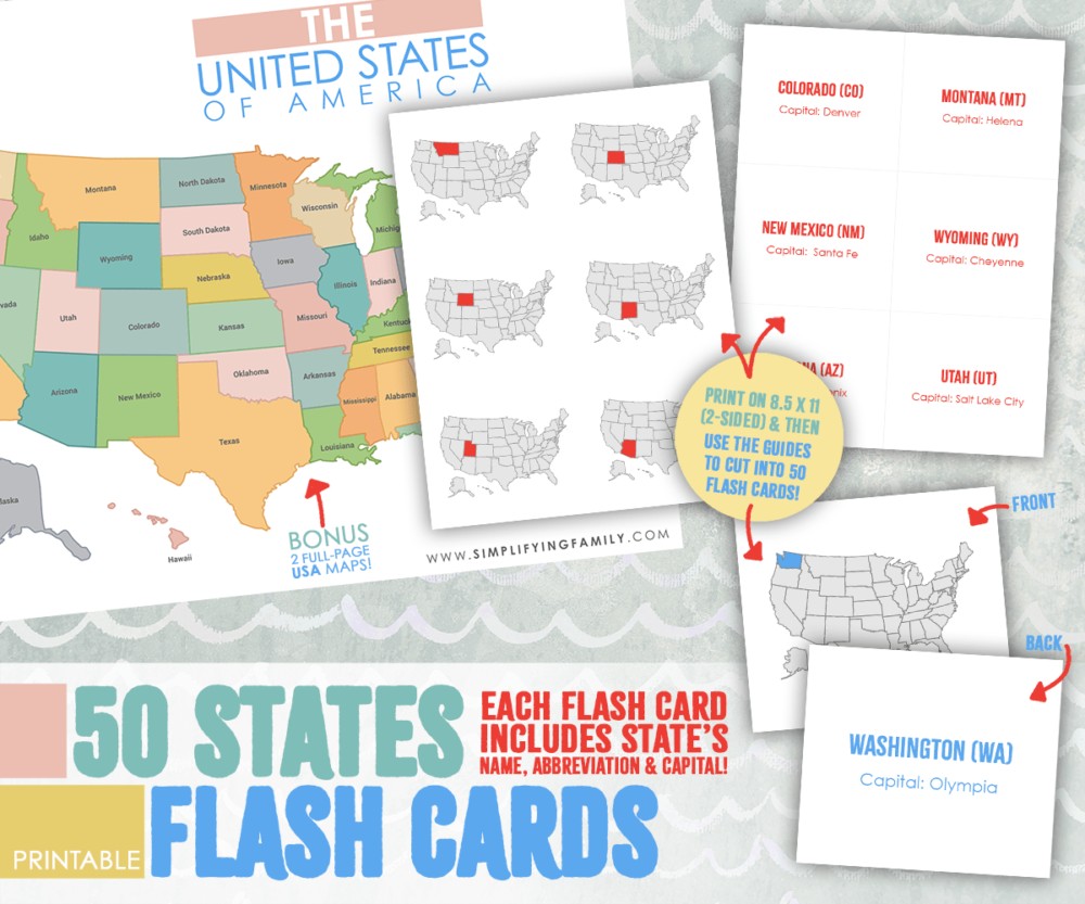 Memorize all 50 states and their capitals printable optin graphic