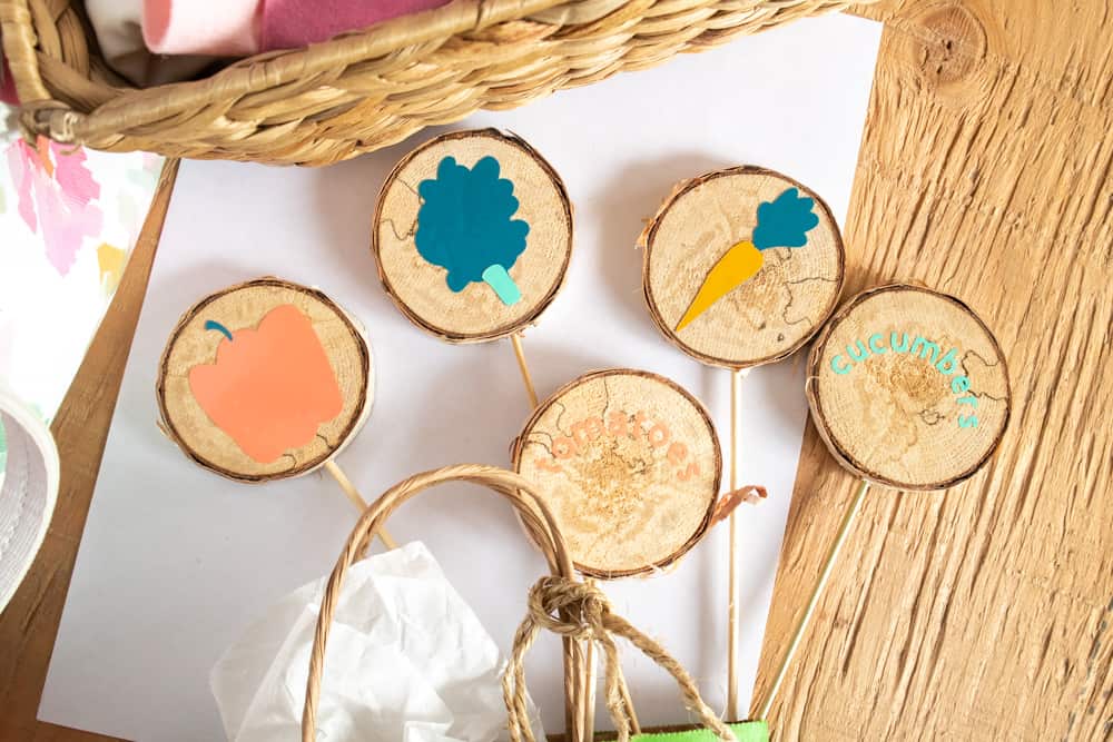 Colorful DIY Wood Slice Garden Markers With Cricut Joy In 7 Steps