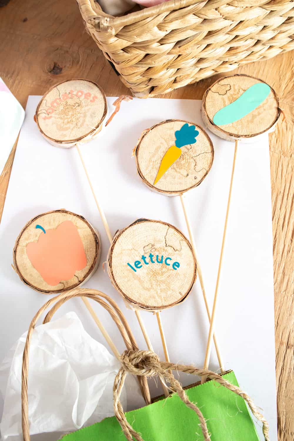 Colorful DIY Wood Slice Garden Markers with Cricut Joy in 7 Steps