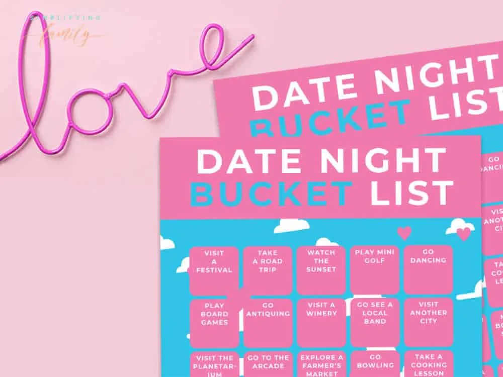 date night bucket list ideas bingo printable