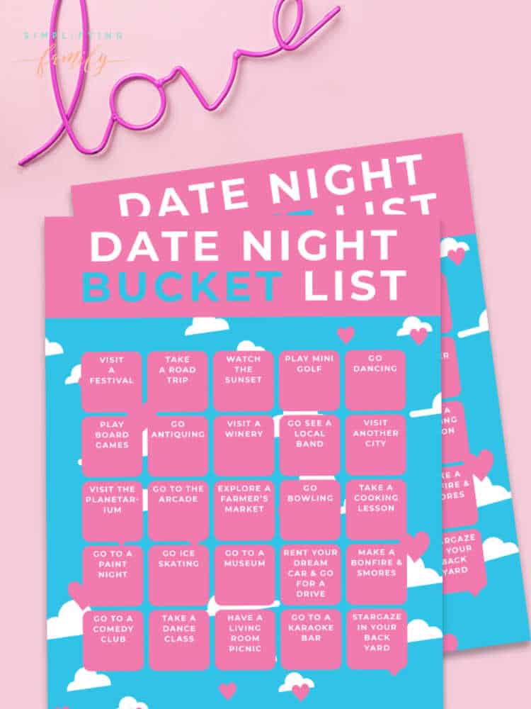 25 Date Night Bucket List Ideas and Free Printable