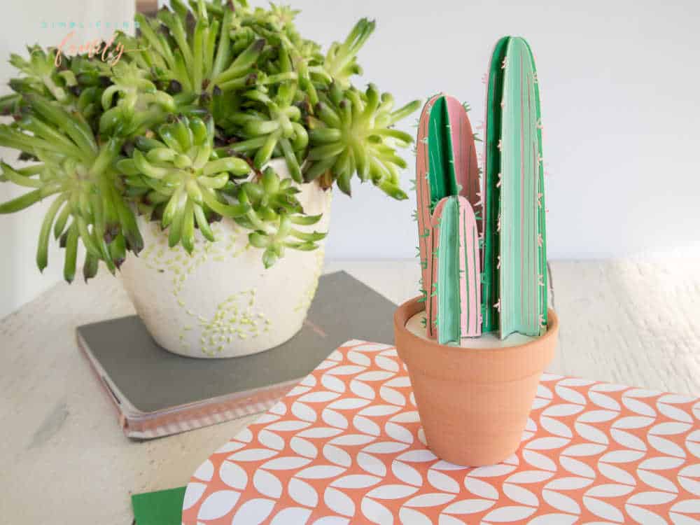 Adorable Mini Potted Paper Cactus Craft Made with Cricut 19