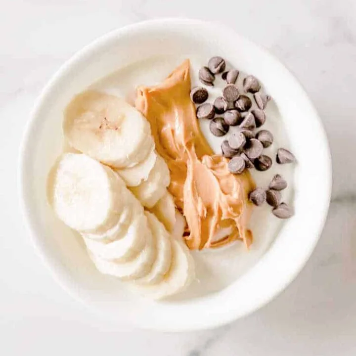 Peanut Butter, Banana, and Chocolate Chip Greek Yogurt Breakfast Bowl