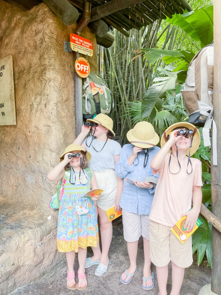 Four Children exploring Gorilla Falls Exploration Trail, Presented by OFF!® Repellents at Disney's Animal Kingdom