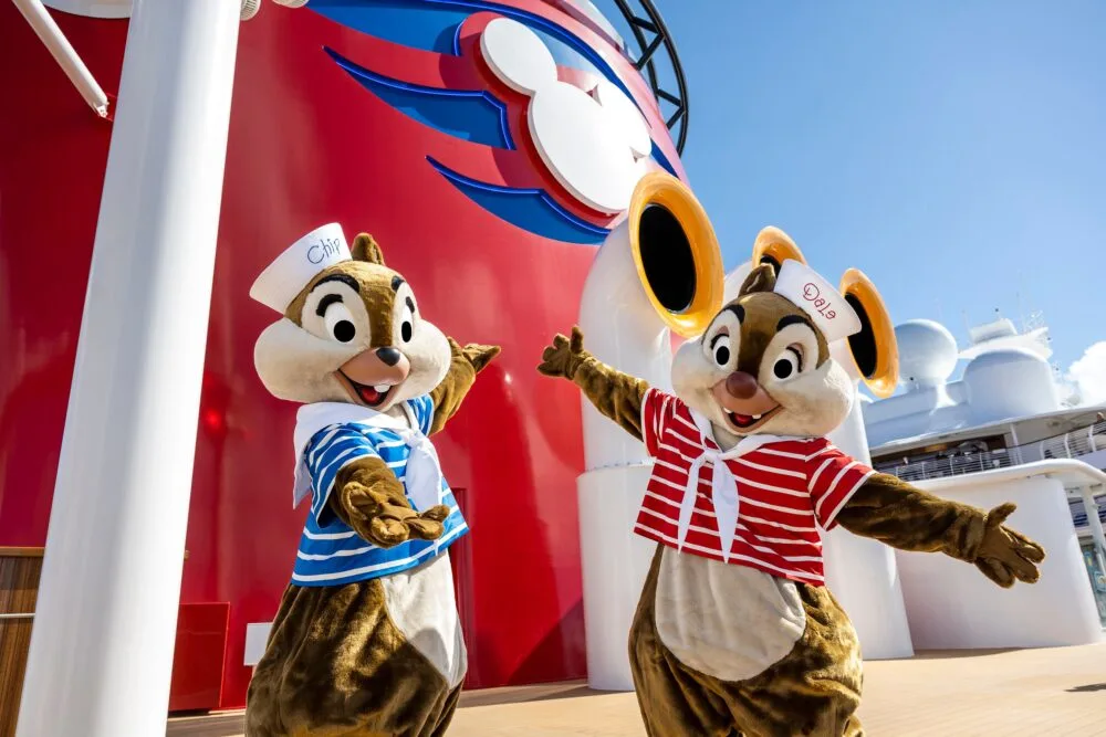 Chip and Dale aboard the Disney Wish - avoid cruise motion sickness