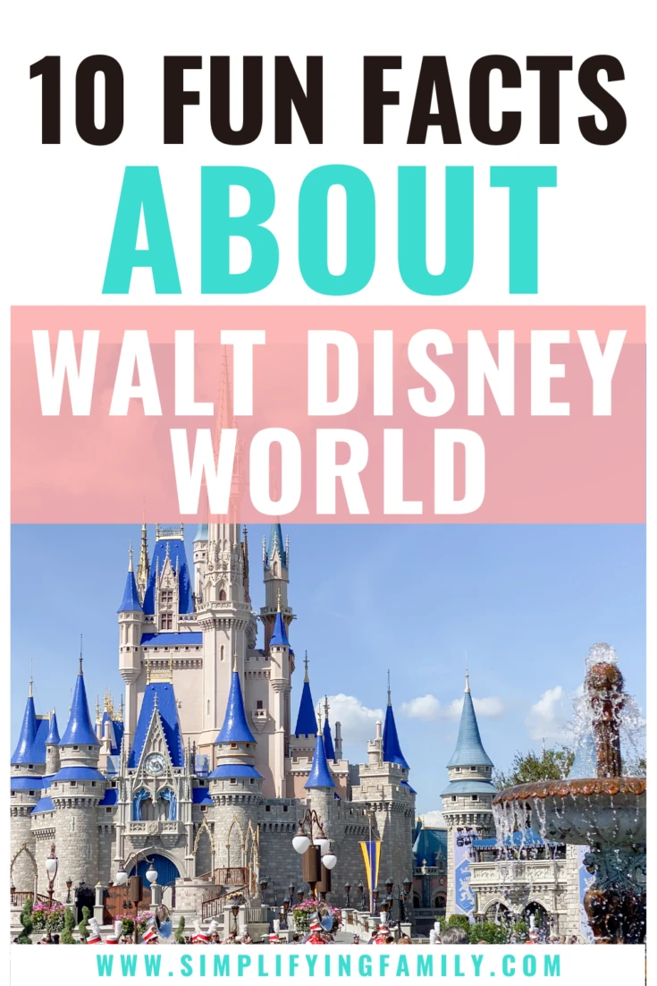 Fun Facts About Walt Disney World Pinterest Pin with picture of Cinderella Castle