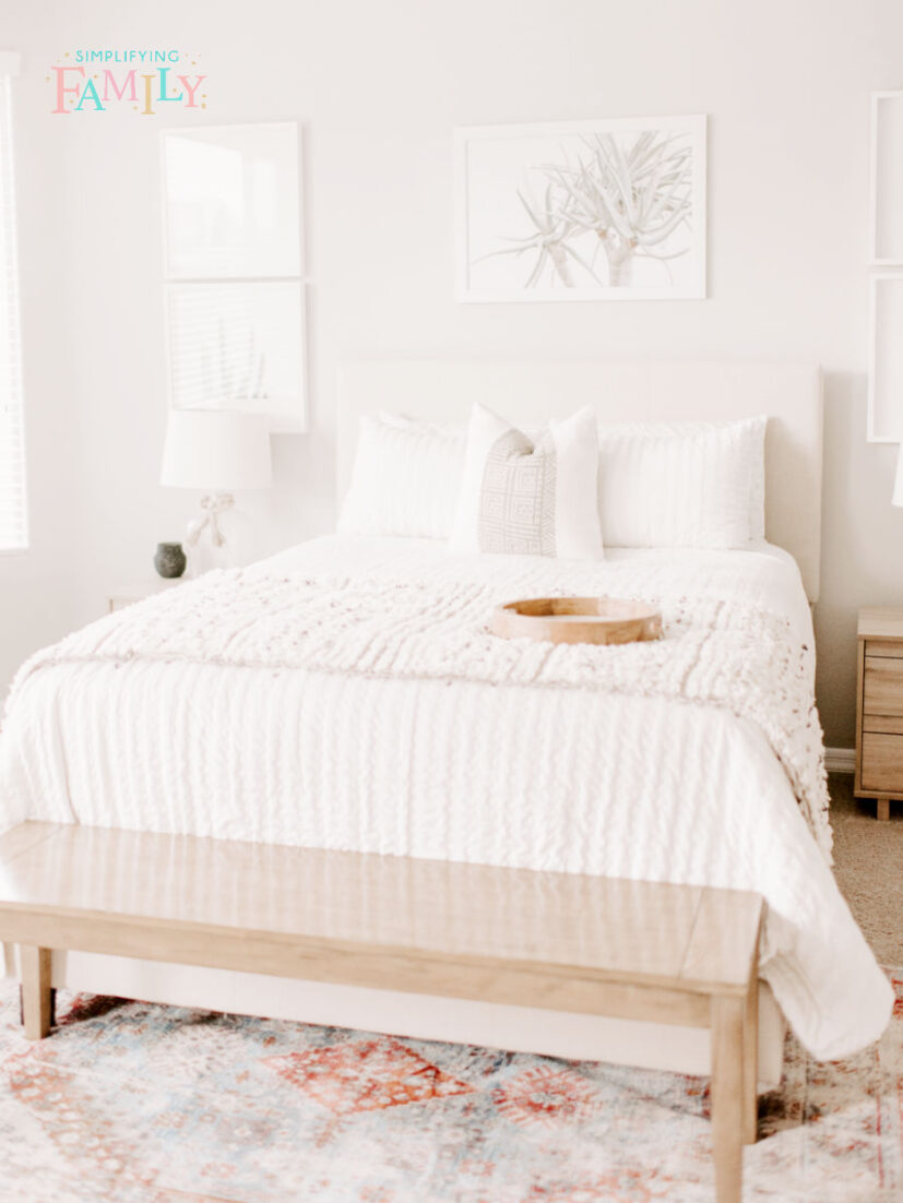 Spring Cleaning Bedroom with made bed