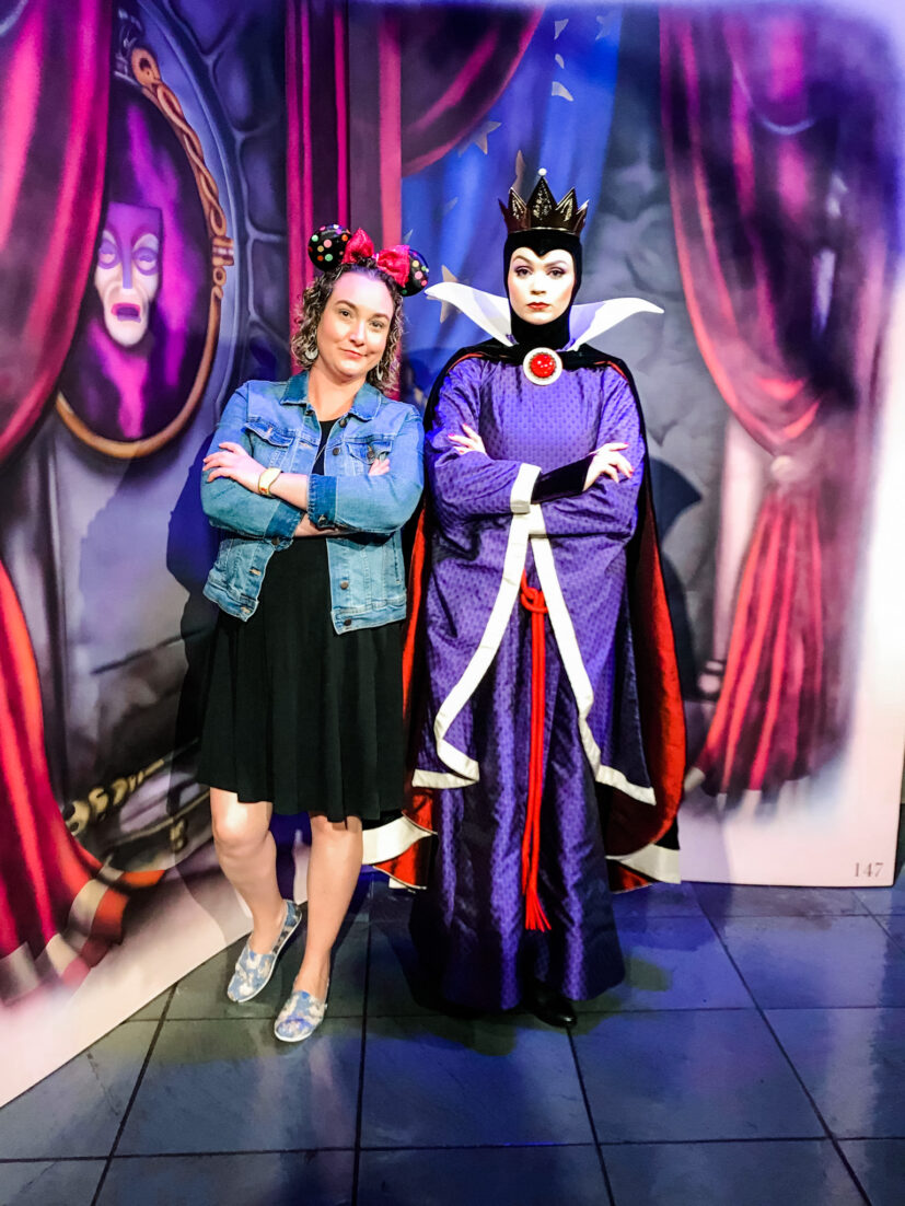 events at Disney World - Whitney with the evil queen Character Dining